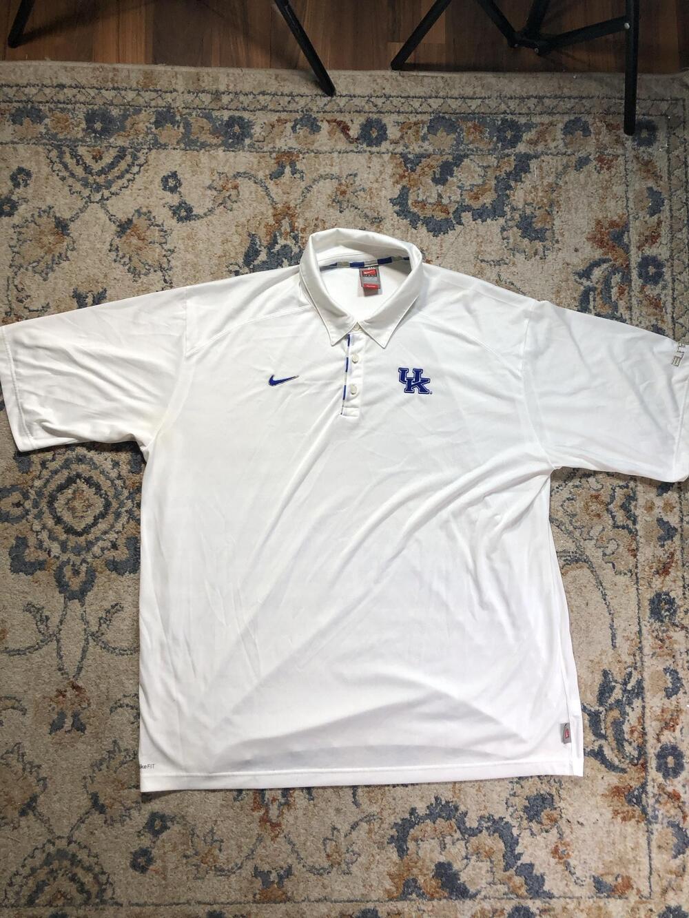 Kentucky Wildcats Polo Shirt Mens 3XL White NCAA Basketball Nike Fit Dry Top